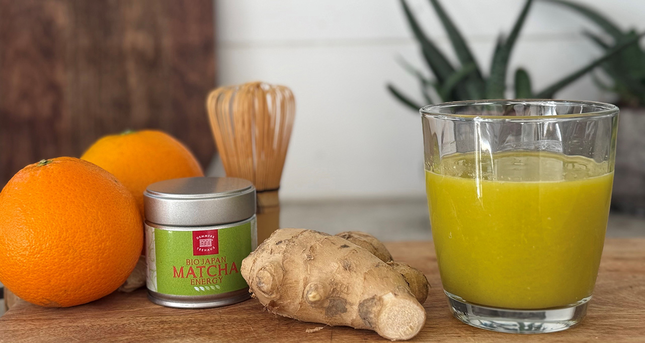 Orangen Ingwer Matcha Shot Rezeptbild